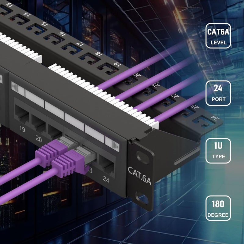 FGBB 10Gbps Cat6A Patch Panel, 24-Port RJ45 Ethernet Patch Panel for 19" Rackmount or Wall Mount, 1U Network Panel for Gigabit Networks - Image 5